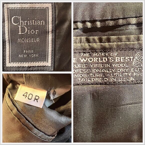 Christian Dior Monsieur Paris 40R Slim Mens Dark Gray Blazer Sport Coat Jacket - Picture 8 of 12